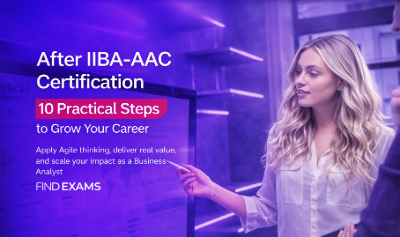 Agile business analyst leading a backlog refinement session with a cross-functional product team after IIBA-AAC certification.