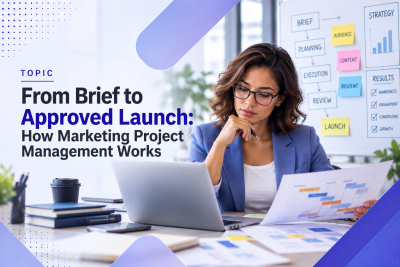 From Brief to Approved Launch: How Marketing Project Management Works editorial illustration