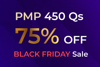 Black Friday 2025 promotion banner for PMP exam simulator with 75% discount