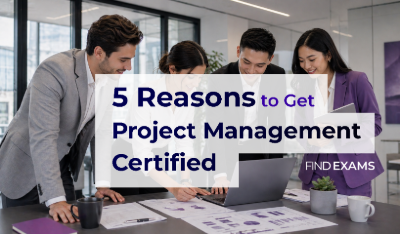 Benefits of project management certification shown with professionals collaborating in a modern office