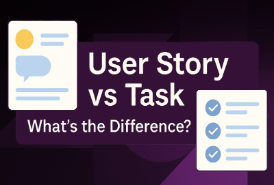 Illustration comparing a User Story and a Task in Agile, showing visual icons for stories and task lists to support the article about their differences.